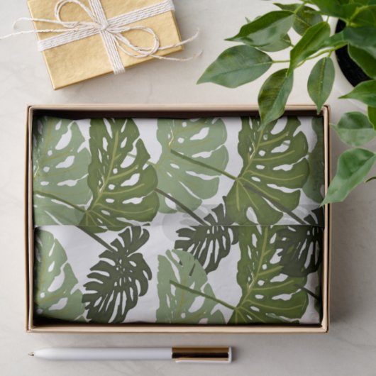 Green Tropical Monstera Leafs Tissuepapier (Geschenk)