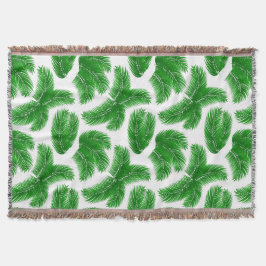 Green Tropical Palm Fronds on White Deken