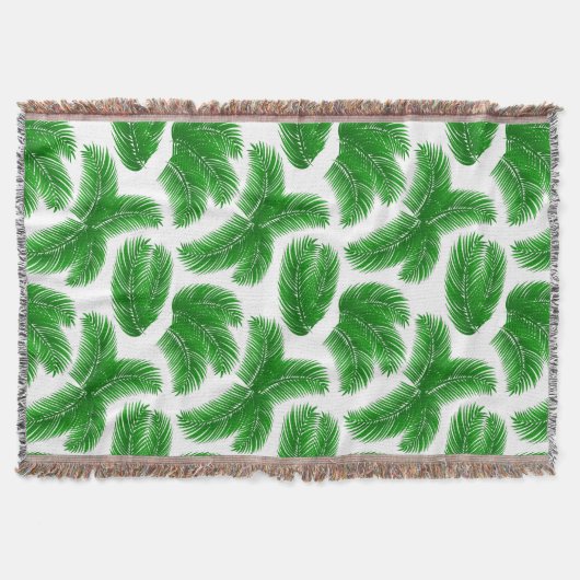 Green Tropical Palm Fronds on White Deken (Voorkant)