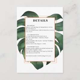 Green Tropical Palm Leaves Deatils Informatiekaartje