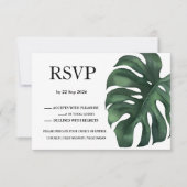 Green Tropical Palm Leaves Response Card RSVP (Voorkant)