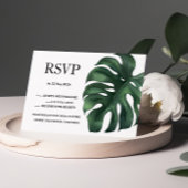 Green Tropical Palm Leaves Response Card RSVP Kaartje