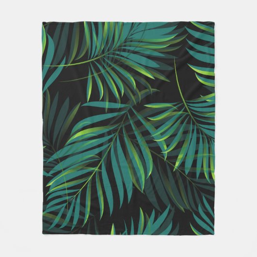 Green tropical palm leaves. Seamless pattern graph Fleece Deken (Voorkant)