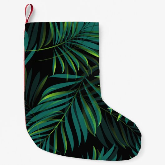 Green tropical palm leaves. Seamless pattern graph Kleine Kerstsok (Voorkant)