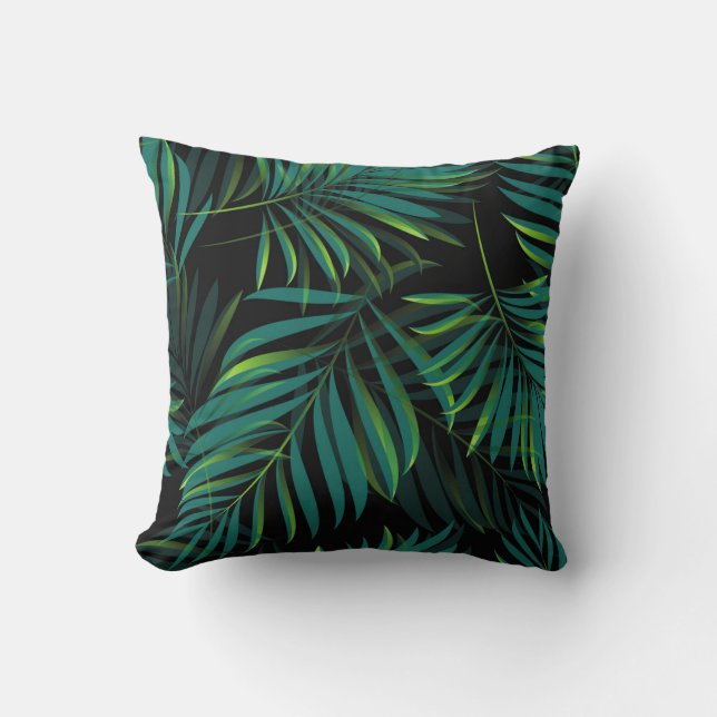 Green tropical palm leaves. Seamless pattern graph Kussen (Voorkant)
