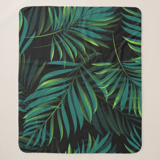 Green tropical palm leaves. Seamless pattern graph Sherpa Deken (Voorkant)