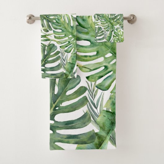 Green Tropical Palm Leaves Summer Island Breeze Bad Handdoek (Insitu)