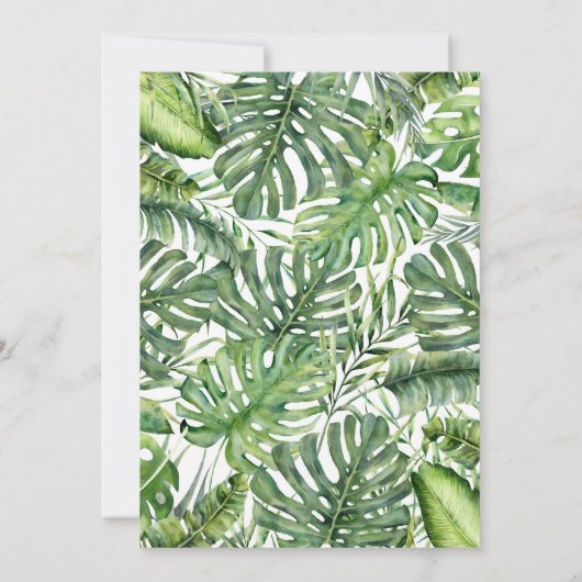 Green Tropical Palm Leaves Summer Island Sweet 16 Kaart (Achterkant)