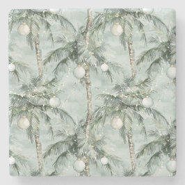 Green Tropical Palm Trees Christmas Stenen Onderzetter