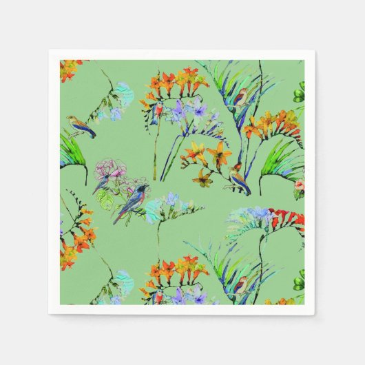 Green Tropical Paradise Party Napkins Servet (Voorkant)
