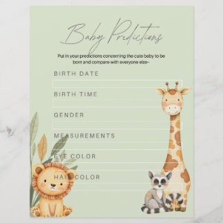 Green Tropical Safari Animals Baby shower spel