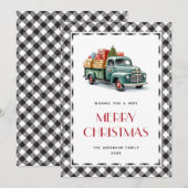 Green Truck Black White Pset-kerstkaarten Feestdagenkaart (Voorkant / Achterkant)