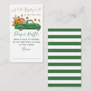 Green Truck Herfst Pumpkin Baby shower Diaper Raff Informatiekaartje