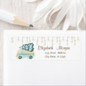 Green Truck Pine Tree-kerststrijklampjes Etiket (Insitu)