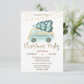 Green Truck Pine Tree (Lights Wood Kerstfeest) Kaart (Staand voorkant)