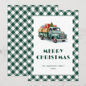 Green Truck Pset Snowy Merry-kerstkaarten Feestdagenkaart (Voorkant / Achterkant)
