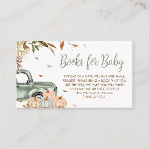 Green Truck Pumpkin Baby shower Books for Baby Informatiekaartje