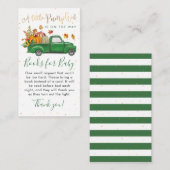 Green Truck Pumpkin Baby shower Books for Baby Informatiekaartje (Voorkant / Achterkant)