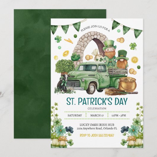 Green Truck St. Patricks Day Leprechaun Gnomes Kaart (Voorkant / Achterkant)