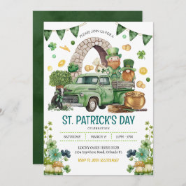 Green Truck St. Patricks Day Leprechaun Gnomes Kaart