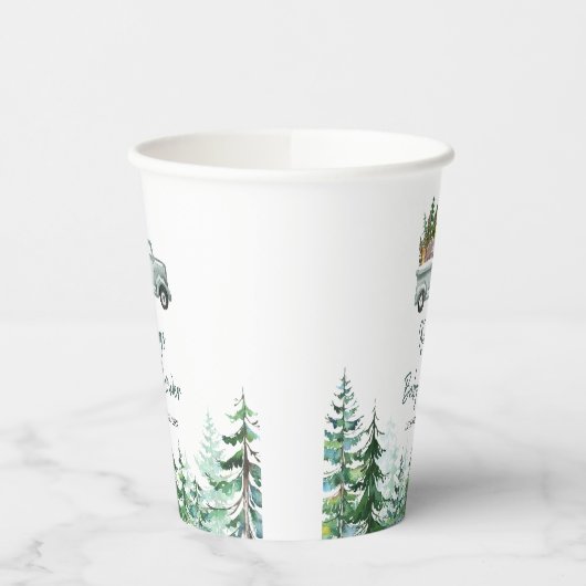Green Truck Woodland Animal Baby shower Paper Cups Papieren Bekers (Links)