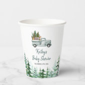 Green Truck Woodland Animal Baby shower Paper Cups Papieren Bekers (Voorkant)