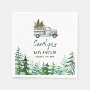 Green Truck Woodland Animals Paper Napkins Servet