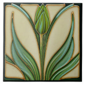 Green Tulip Wall Decor Art Deco Tegeltje (Voorkant)