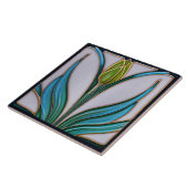 Green Tulip Wall Decor Art Deco Tegeltje (Zijkant)