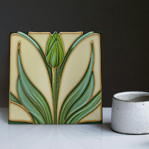 Green Tulip Wall Decor Art Deco Tegeltje