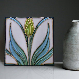 Green Tulip Wall Decor Art Deco Tegeltje