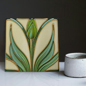Green Tulip Wall Decor Art Deco Tegeltje