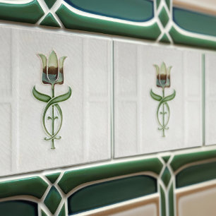 Green Tulip Wall Decor Nouveau Art Deco Gibbons Tegeltje