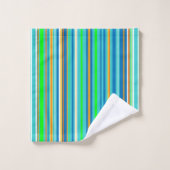 Green Turquoise Blue Oranje Stripes Bath Towels Bad Handdoek (Wasdoekje)