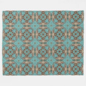 Green Turquoise Brown Hip Bohemian Bali Art Motif Fleece Deken (Voorkant (Horizontaal))