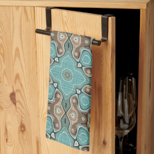 Green Turquoise Brown Hip Bohemian Bali Art Motif Theedoek