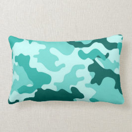 Green Turquoise Camo Lumbar Pillow Kussen