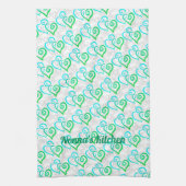 Green Turquoise Linked Heart Art Custom Theedoek (Verticaal)