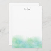 Green Turquoise Waterverf Abstract Notitiekaartje (Voorkant / Achterkant)