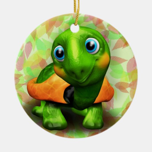 Green Turtle Baby 3D Circle Ornament (Voorkant)