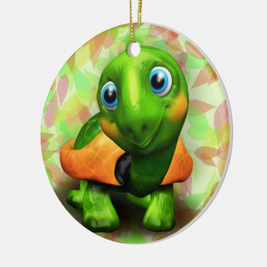 Green Turtle Baby 3D Circle Ornament (Links)
