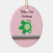 Green Turtle Baby's Eerste Kerstmis Keramisch Ornament (Rechts)