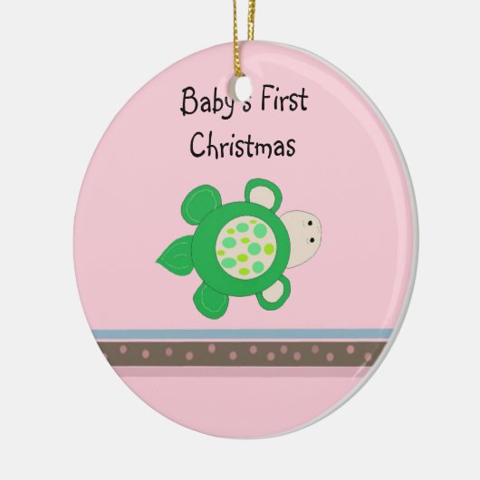 Green Turtle Baby's Eerste Kerstmis Keramisch Ornament (Links)