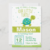 Green Turtle Birthday Invitation Kaart (Voorkant)