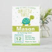 Green Turtle Birthday Invitation Kaart (Staand voorkant)