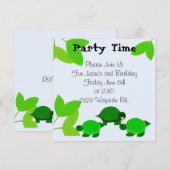 Green Turtle Birthday Invitation Kaart (Voorkant / Achterkant)