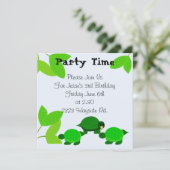 Green Turtle Birthday Invitation Kaart (Staand voorkant)
