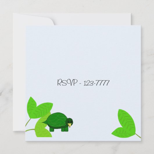 Green Turtle Birthday Invitation Kaart (Achterkant)