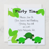 Green Turtle Birthday Invitation Kaart (Voorkant)