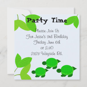 Green Turtle Birthday Invitation Kaart